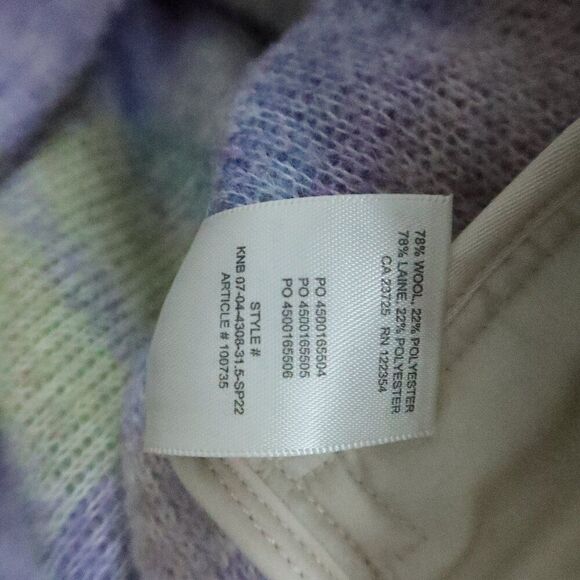 ARITZIA WILFRED THE GANNA shirt jacket purple plaid wool pockets M preppy fall - Picture 6 of 10